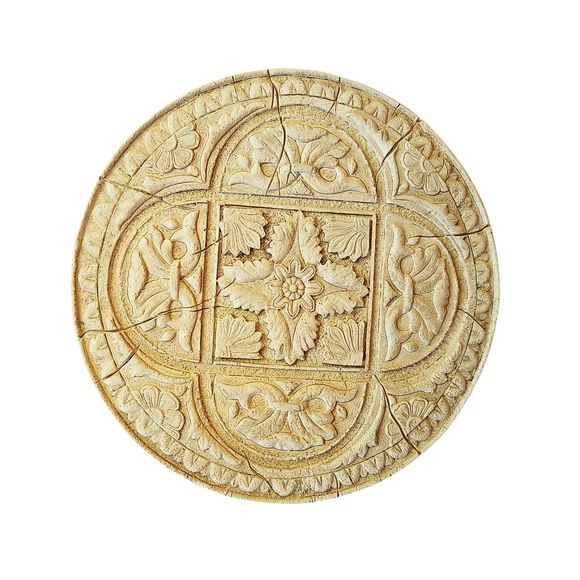 Unbranded Other - Vintage Heavyweight Beige Floral Ornamental Round Wall Plaque